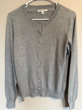 Banana Republic Women's Light Gray Crewneck Button Cardigan